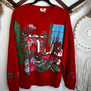 Vintage Nutcracker Christmas Scene Graphic Pullover Sweatshirt